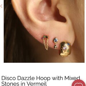 Scosha SINGLE huggie-gold vermeil and mixed gem hoop